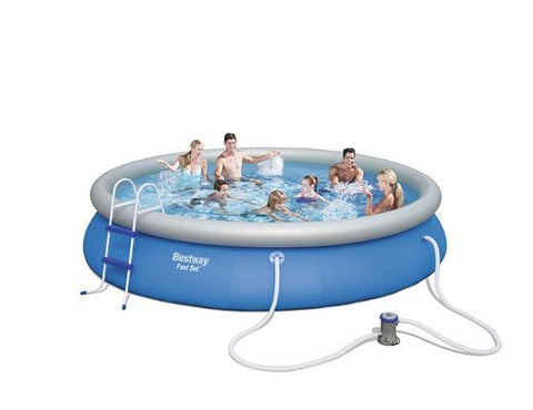Bestway (57316) Fast Set Above Ground Portable Pool Set For Kids And Adults 15ft x 2.75 ft