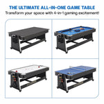 4-in-1 Multi Gaming Table  (Pool + Table Tennis + Air Hockey + Office Table) (7 ft x 3.8 ft x 2.9 ft)
