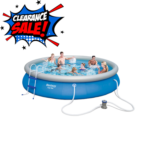 Bestway (57316) Fast Set Above Ground Portable Pool Set For Kids And Adults 15ft x 2.75 ft