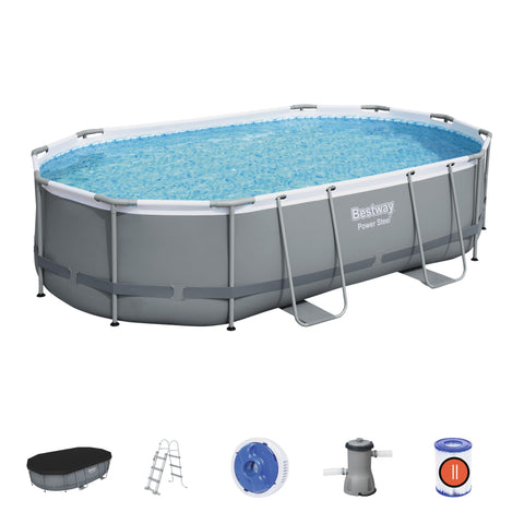 Bestway (56448) Above Ground Portable Swimming Pool For Family 16.01ft x 10ft x 3.51ft/ 4.88m x 3.05m x 1.07m For Kids And Adults